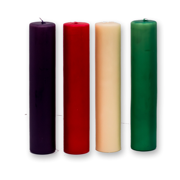 Juego 4 velas Adviento 7x25 cm colores