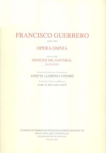 [10979] Opera omnia. Tomo XIII. Motetes del santoral XLVII-LXXV