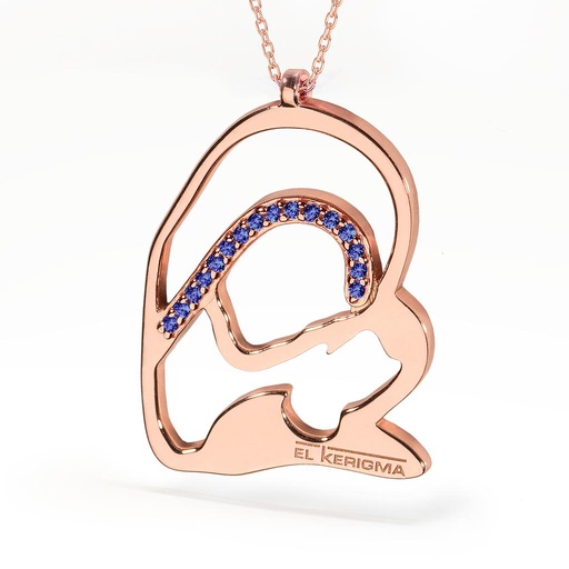 [KER-003-3] Collar Virgen El Kerigma Plata rosa con circonitas azules
