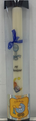 [8437023310007] Vela Bautismo niño 2,7 x 32 cm en estuche de PVC