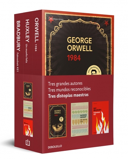 [9788466359542] Distopías maestras (pack con: 1984 de Orwell | Un mundo feliz de Huxley | Fahrenheit 451 de Bradbury)